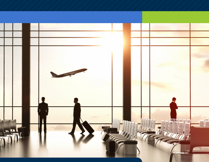 grafika przedstawia widok na halę odlotów lotniska