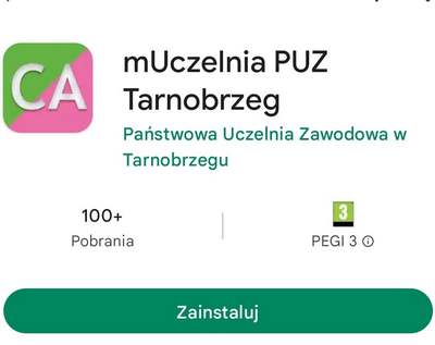 grafika przedstawia ekran telefonu z aplikacją mUczelnia na systemy Android