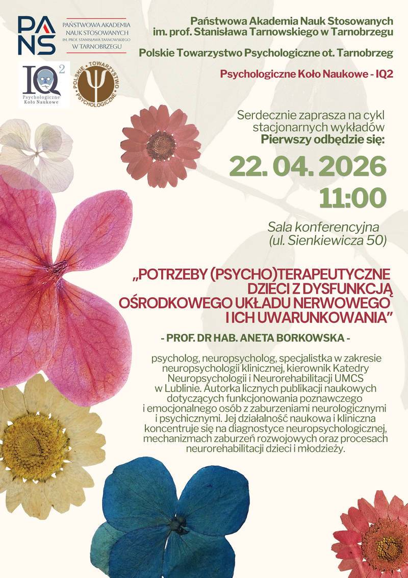 grafika przedstawia pastelowe tło i motyw kwiat&oacute;w w łagodnych odcieniach oraz informacje dotyczące wykładu otwartego